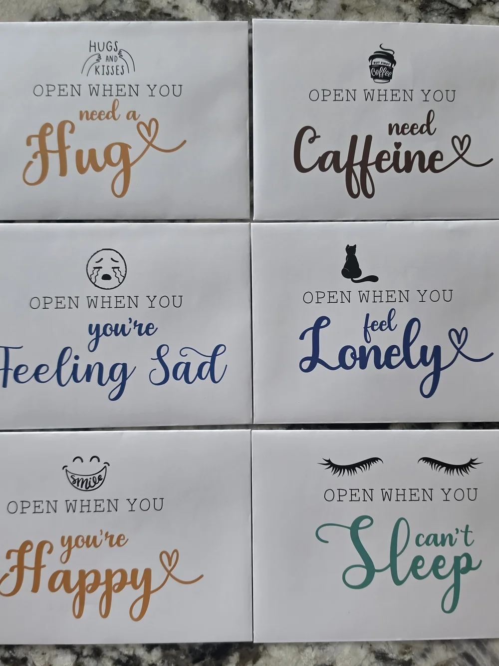 Open When Note Card Set - Assorted Blue, Teal, Gold & Brown (Set Of 15)